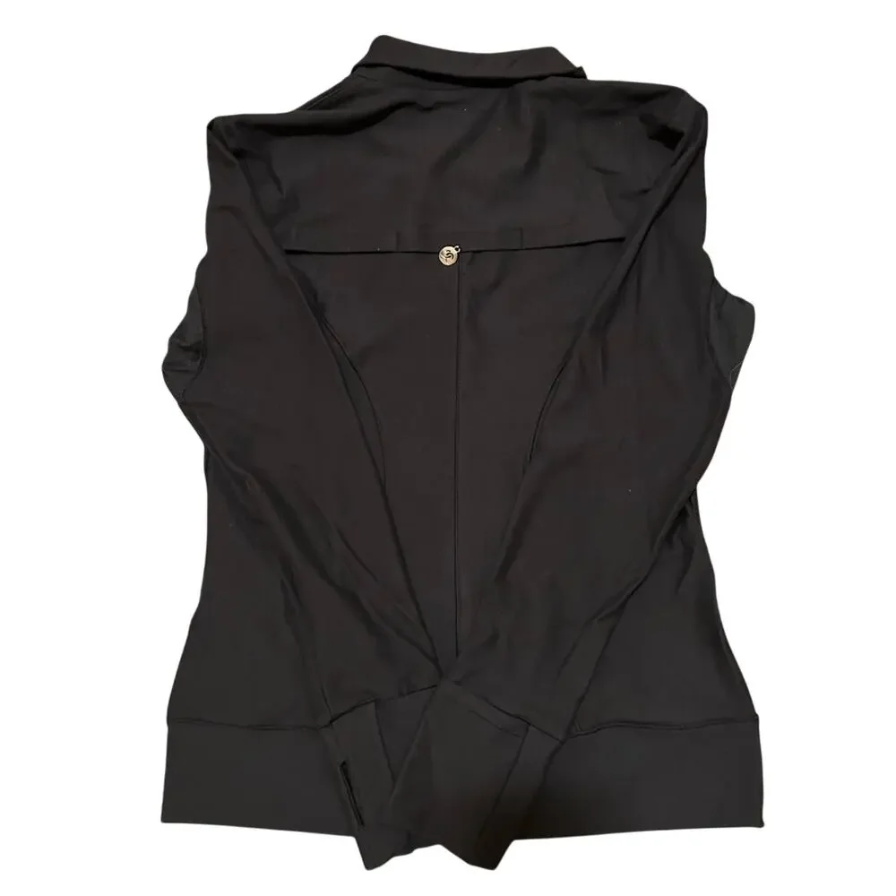 PN Jone Black Women's Sports Jacket Long Sleeve Size 8/Medium Zipper Pockets